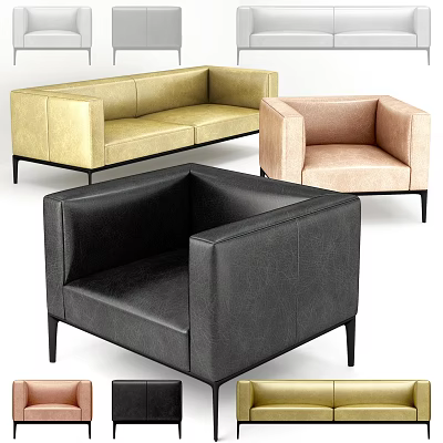Modern Casual Sofa Set With Multi Color Leather Upholstery And Minimalist Design 3d model