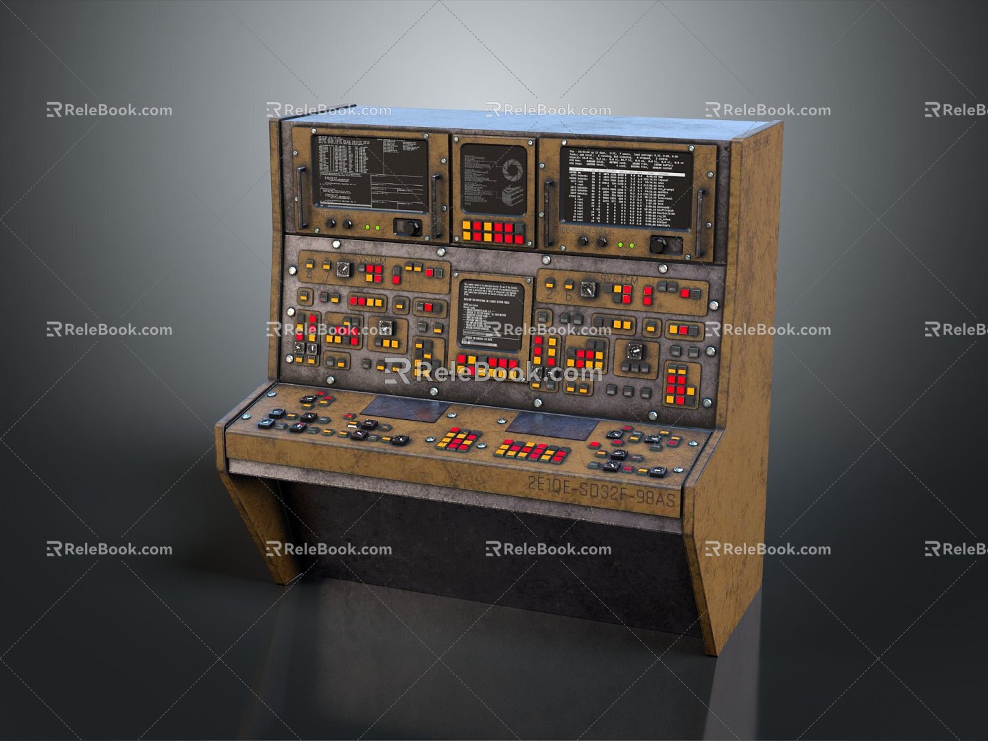 Modern console steamship console rudder sci-fi operating cabin spaceship console 3d model