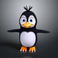 Adorable Cartoon Penguin Character 3D Model With Big Eyes And Orange Feet