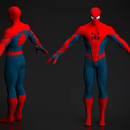 Spider Man Game Movie Character 3D Model With Front Back Views And Red Blue Costume Details