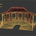 Detailed Ancient Architectural Model With Arches Columns Steps And Curved Roof
