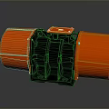 Orange And Black Industrial Mechanical Device With Housing And Internal Components
