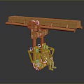 Golden Industrial Mechanical Device With Structural Beams And Support Components 3d model