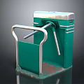 Green Metal Turnstile Gate with Railings for Public Access Control