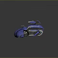 Futuristic Blue Mechanical Weapon With Cannon Barrel Armor Plates And Glowing Accents