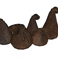 Old Fashioned Leather Sacks In Brown Color With Stitched Edges And Vintage Design