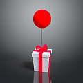 White Gift Box With Red Bow And Red Balloon On String For Daily Use