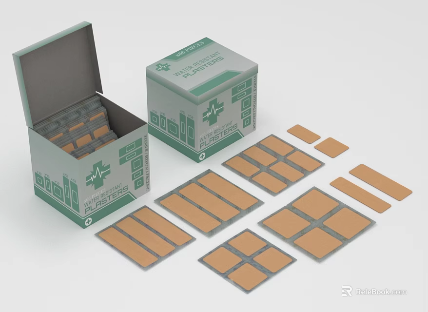 High Quality Sterile Medical Dressings in Open Packaging Boxes with Disposable Adhesive Pads 3d model 