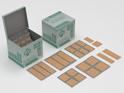 High Quality Sterile Medical Dressings in Open Packaging Boxes with Disposable Adhesive Pads 3d model
