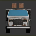 Rusty Silver Truck With Blue Windows Camouflage Sides And Wooden Planks On Top