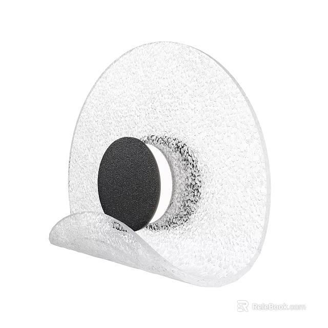 Modern Transparent Frosted Glass Wall Light With Circular Black Center Design 3d model 