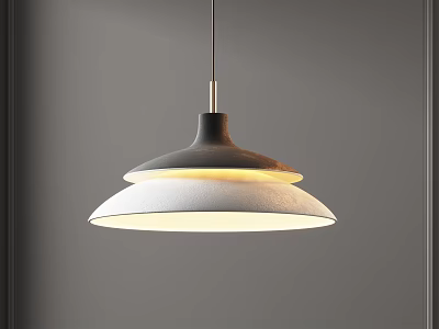 Modern Minimalist Two Tiered Chandelier With Black And White Shades And Warm Light 3d model