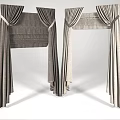 Elegant Gray Fabric Window Curtains with Pleated Design and Valance