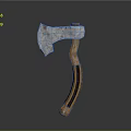 Handcrafted Forged Axe with Metal Head and Wooden Handle Isolated on Dark Background