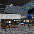 Modern Bar Qingba Bistro Bar Tacker Block Area Bar Counter Cashier Bar Cabinet Card Block Stage 3d model