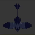 Blue Origami Bird With Spread Wings White Head And Arrow Shaped Tail