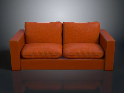 Modern Orange Two Seater Fabric Sofa With Upholstered Seats And Armrests 3d model