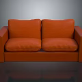 Modern Orange Two Seater Fabric Sofa With Upholstered Seats And Armrests 3d model