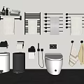 Modern Bathroom Set With Towel Racks Toilet Trash Cans Toilet Paper Holders And Towels