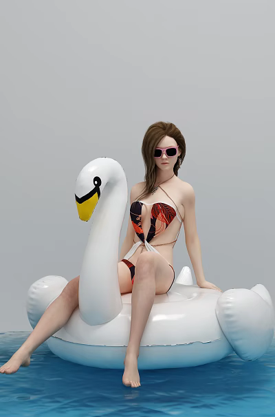 Modern Woman Pool Figure 3d model