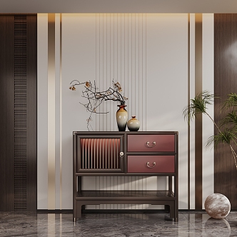 New Chinese-style Side Cabinet Side Cabinet Entrance Cabinet 3d model