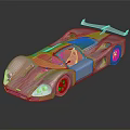 Sleek Race Car With Streamlined Design Red Interior And Gold Wheels