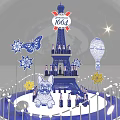 Snow Globe Art Installation Featuring Eiffel Tower 1889 Butterflies Balloons Snowflakes And Blue Base