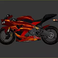 Red Sporty Motorcycle with Sleek Aerodynamic Design Black Seat and Modern Headlights
