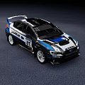 Subaru Race Car Model With Number 75 Black Blue And White Stripes