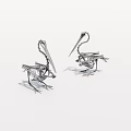 Two Metal Pelican Sculptures With Long Beaks And Wire Frame Design