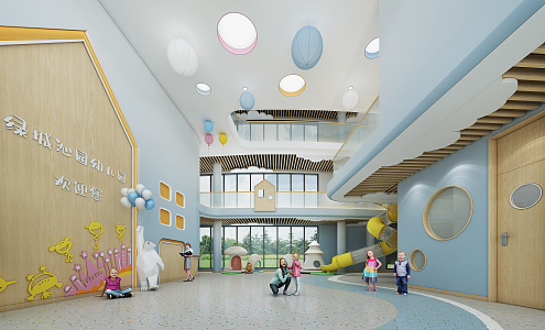 Modern Kindergarten Hall Foyer 3d model