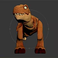Brown And Orange Dinosaur Toy With Green Eyes Plastic Action Figure Model