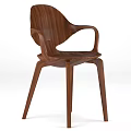 Modern Wooden Single Chair With Curved Backrest And Sleek Armrest Design