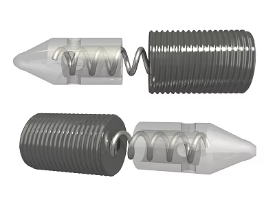 Threaded Hardware Bolts With Transparent Spring Components And Metal Threads 3d model