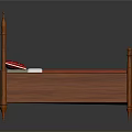 Classic Wooden Four Poster Bed With Red Pillow And Mattress