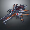 Futuristic Sci-Fi Spaceship Design With Sleek Structure And Vibrant Orange Details