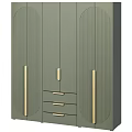 Dark Green Chest of Drawers with Golden Handles Modern Minimalist Design and Storage Doors