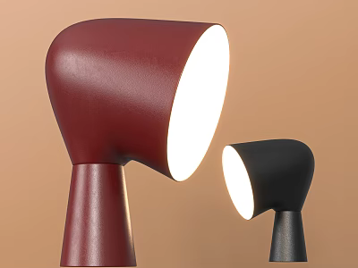 Modern Red And Black Table Lamps With Sleek Design Illuminated In Warm Light 3d model