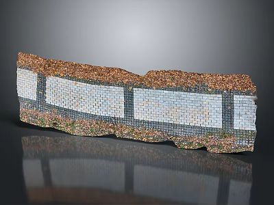 Detailed Ground Cross Section With Layered Paving And Tile Elements 3d model
