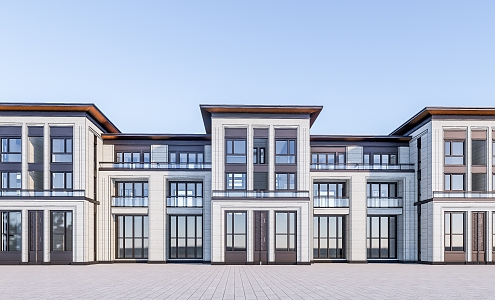 New Chinese Townhouse Double-row Villa 3d model