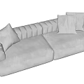 Modern Light Gray Sectional Sofa With Plush Cushions And Tufted Design 3d model