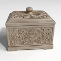 Traditional Ceramic Box With Carved Lotus Patterns And Decorative Lid