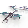 Colorful Fantasy Dragon Creatures With Vibrant Wings In Various Purple Blue Red Hues