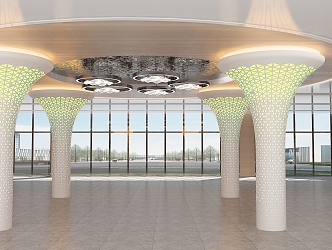 modern service area hall 3d model