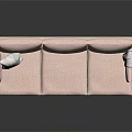 Modern Pink Three Seater Sofa with Decorative Pillow Throw Blanket Metal Legs on Reflective Floor