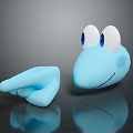 Playful Blue Cartoon Frog Creature With Big Eyes And Finger Shaped Character