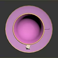 Pink Teacup with Gold Rim on Matching Saucer and Sugar Cubes
