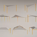 Outdoor Sunshade Canopies With Various Shapes Golden Frames And Gray Fabric