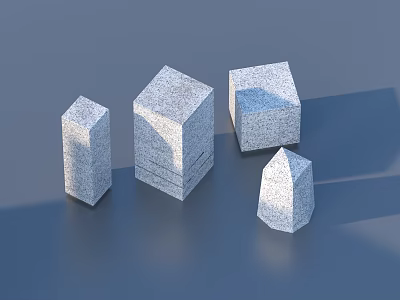 Gray Textured Geometric Daily Life Items With Various Shapes And Sizes 3d model
