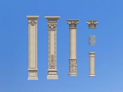 European style villa column head architectural appearance decorative column 3d model